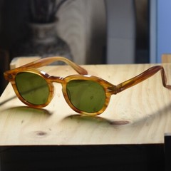 Vintage green sunglasses men’s Johnny Depp blonde glasses green glass lens Large