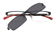 CALLAWAY CA100 Navy Blue 54-19-145 Semi-Rimless Eyeglasses w/Clip-on Sunglasses
