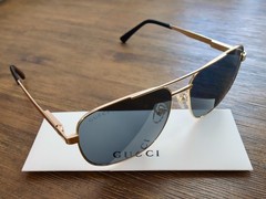 Gucci GG1223S 002 60mm Aviator Sunglasses in Gold/Gray Lens