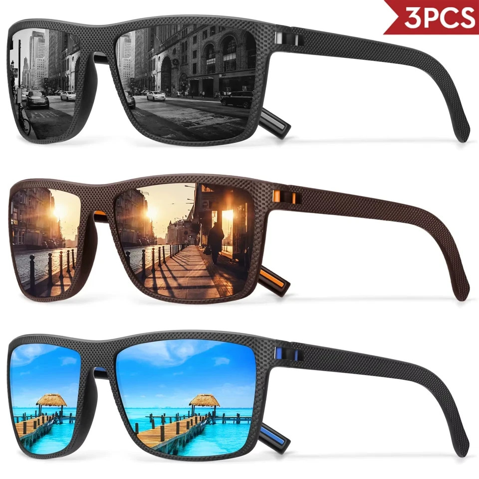 3/4 Pack New Designer Box Polarized Colorful Sunglasses for Men and Women Suitab