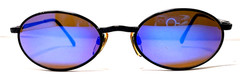 Vintage REVO 1111 001/02 PYTHON Black Metal Oval Mirror Sunglasses Made in Italy