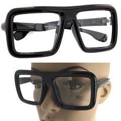 Large Retro Nerd Oversized Square Thick Frame Clear Lens Glasses for Unisex