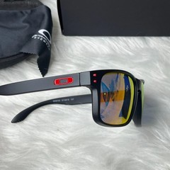 Oakley Holbrook Matte Black Frame Sunglasses Fire Polarized Lens New UV400