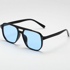 Vintage Square Sunglasses UV400 Men Women Big Frame Designer Shades Black Lens