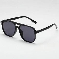Vintage Square Sunglasses UV400 Men Women Big Frame Designer Shades Black Lens