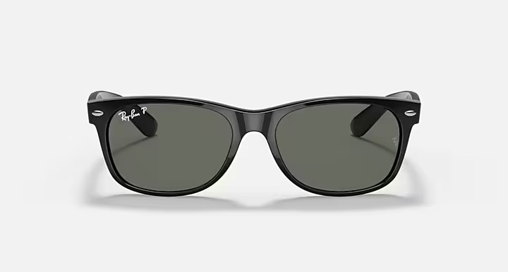 Ray-Ban RB2132 901/58 55-18 Wayfarer Polished Black Polarized Green Lenses NEW