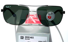NEW Ray Ban Gunmetal Frame POLARIZED Green Grey Len Sunglass RB 3483 004/58