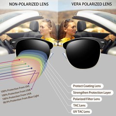 Retro Vintage Polarized Sunglasses Mens UV400 Half Metal Frame ClubSunglassesUSA