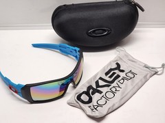 “Oakley” Like Oil Rig Blue Frame Sunglasses With Case