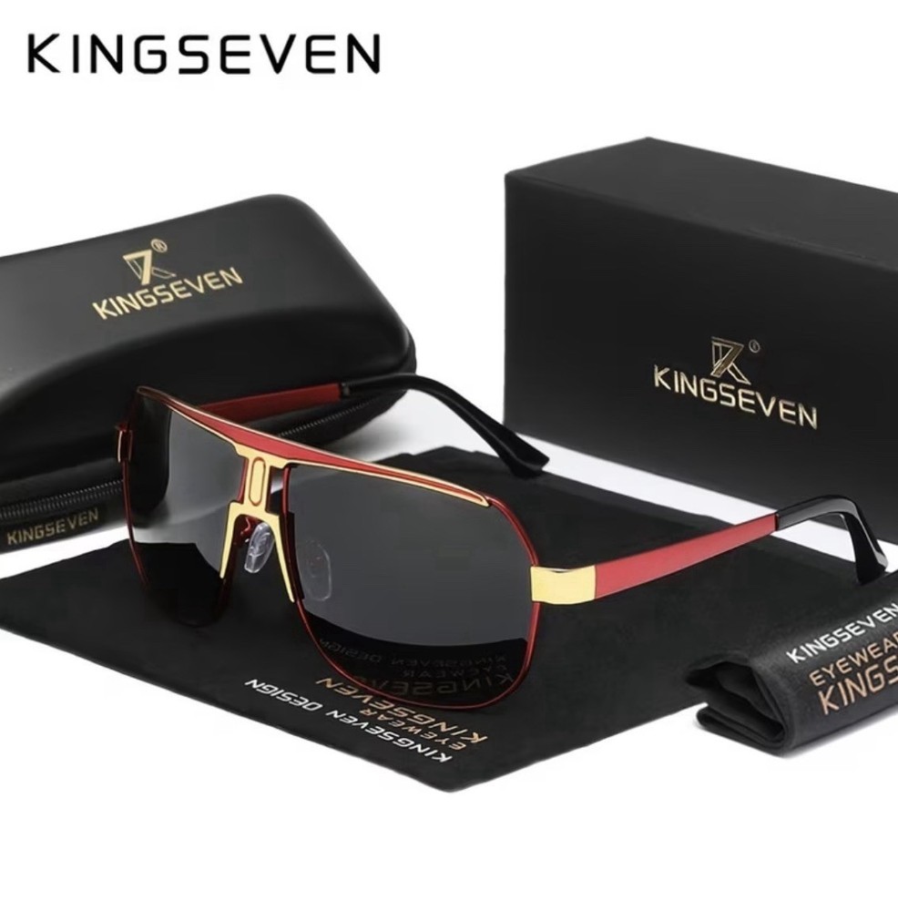 KINGSEVEN Aviator Polarized Sunglasses Men Black Frame Black Lens UV400