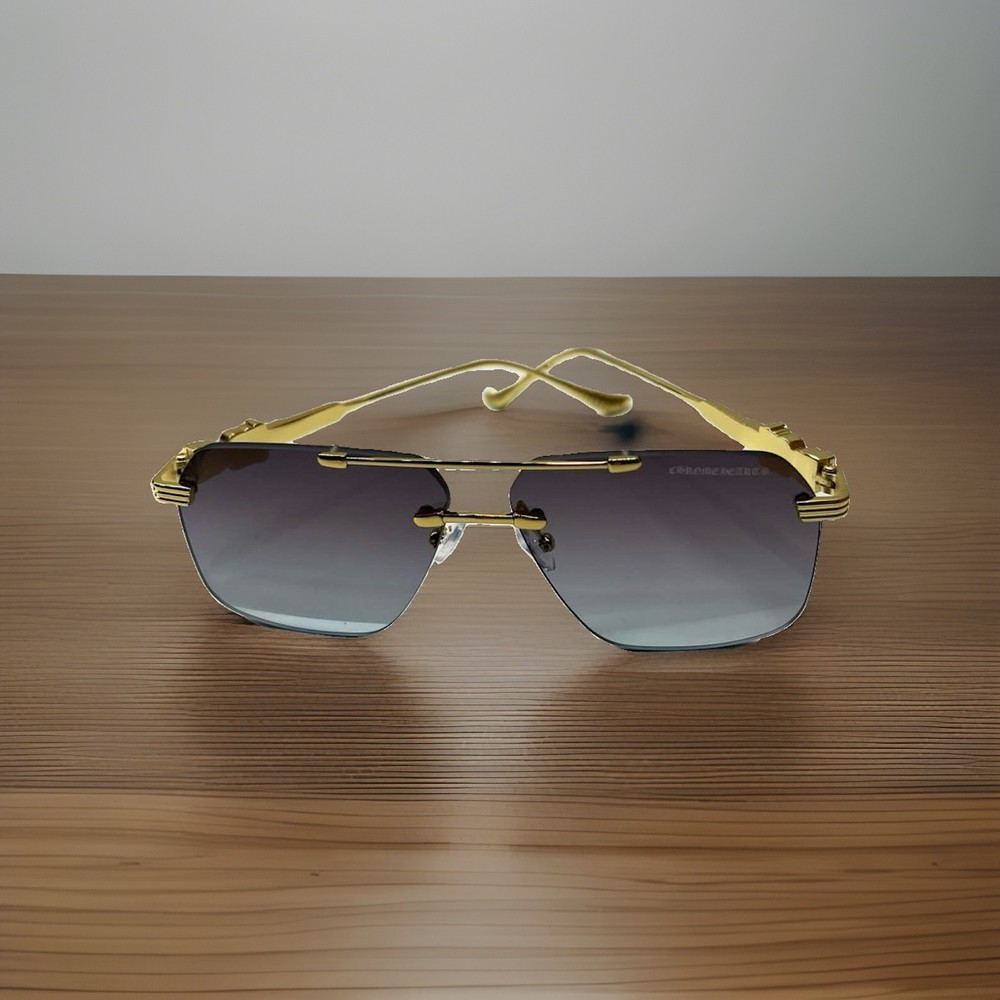 Chrome Hearts Gradient Lens Gold Frame Aviator Sunglasses