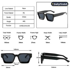 Retro Rectangle Sunglasses for Women Men Chunky Square Thick Frame Glasses UV400