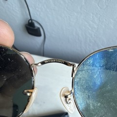 Ray-Ban Round Metal Sunglasses Gold Frame Green Tinted Glass Lenses 50-21