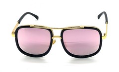 Men Fashion Sunglasses Oversized Square Gold Flat Top Frame Hip Hop Fancy Black