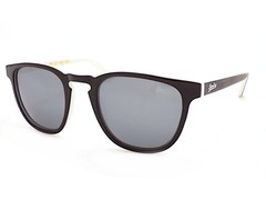 Superdry SDS Roku Round Sunglasses Black over White w/ Silver Mirror Lenses 196