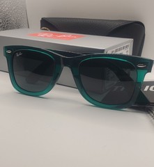 NEW Ray-Ban RB2140 Wayfarer Sunglasses 6615/B1 Green Transparent Dark Grey 50MM