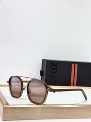 ZEGNA Designer Sunglasses Brown Oversized Square Frame Men’s Luxury