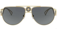 Versace VE 2225 100287 Gold Metal Aviator Sunglasses Grey Lens