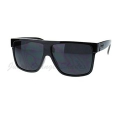 KUSH Men’s Sunglasses Flat Top Square Frame Black Dark Lens