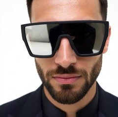 RETRO SHADES DESIGNER RECTANGULAR STYLE LARGE MODERN BLUE MIRROR LENS LUXURY