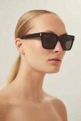 Saint Laurent SL 507 Sunglasses in Shiny Black & Solid Grey All NIB $420