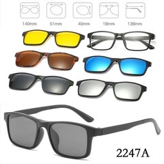 Magnetic Clip Sunglasses Square Polarized UV400 Unisex Optical Set 6 In 1 Glass