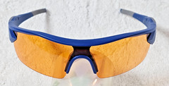 BattleVision Safety Glasses Amber Lenses Blue Wraparound BulbHead