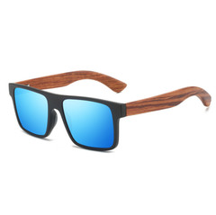 Square Polarized Wood Sunglasses Men Women Wooden Temple Outdoor Shade Glasses