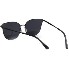 86010 C1 CATEYE FASHION SUNGLASSES METAL BLACK FRAME SMOKE LENS