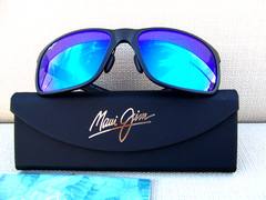 *NWT* MAUI JIM RED SANDS Matte Black & Blue Hawaii Polarized Sunglasses B432-2M