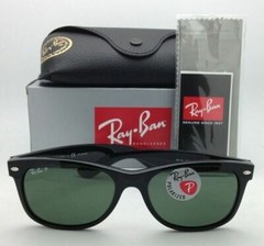 New Ray-Ban Sunglasses NEW WAYFARER RB 2132 901/58 55-18 Black w/Green Polarized