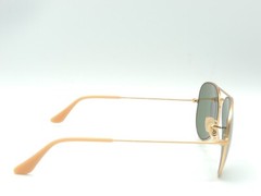 Ray Ban 3025 Matte Gold G15 Green Metal Aviator Sunglasses & Case 58 14