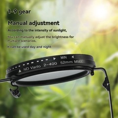 Adjustable Tint Sunglasses, 1-9 Gears Rounded Polarized Glasses with ND Filter