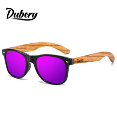 DUBERY Wood Polarized Square Sunglasses Men Women Wooden Temple Classic Glasses