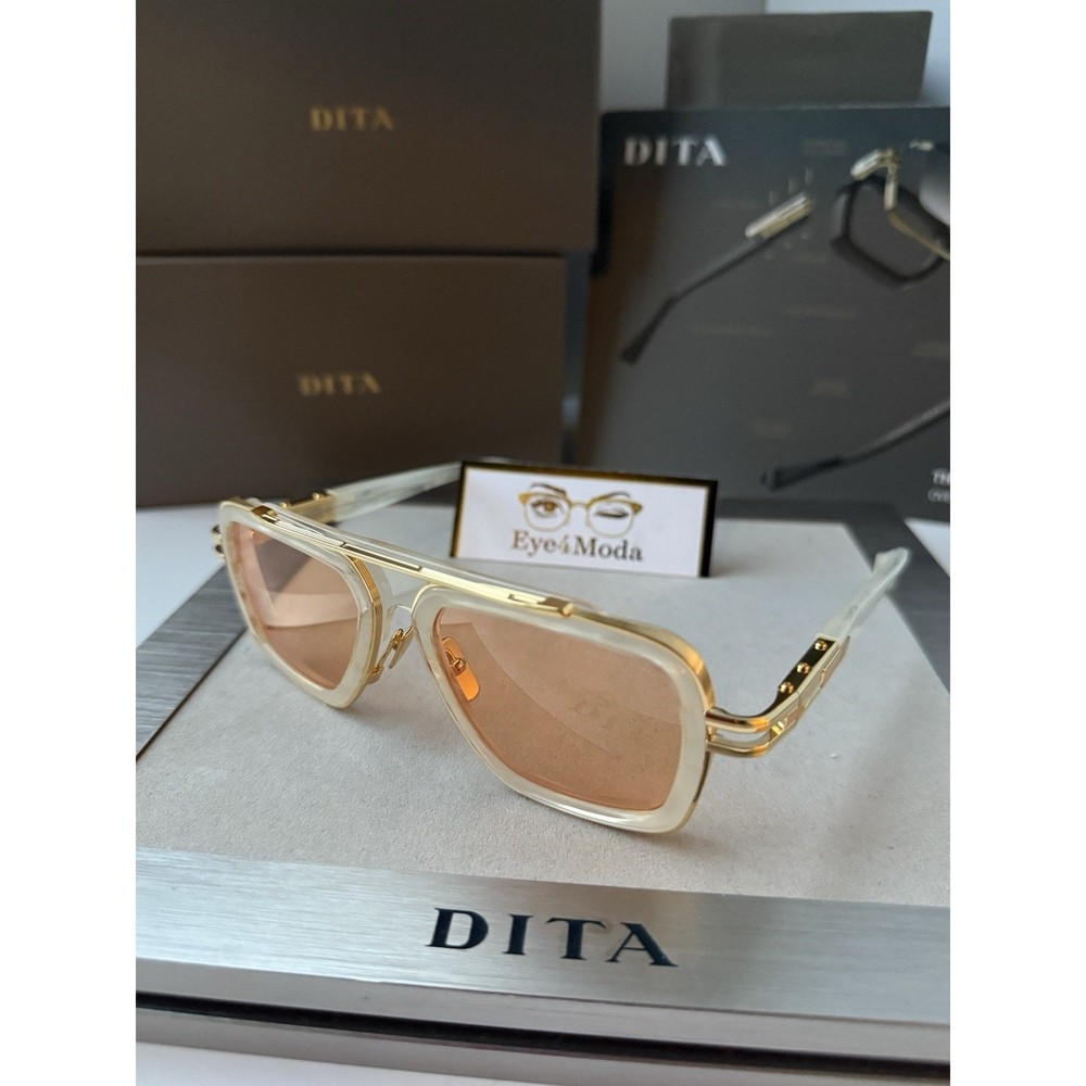 DITA LXN-EVO DTS 403 06 WHITE SWIRL YELLOW GOLD APRICOT SUNGLASSES AUTHENTIC