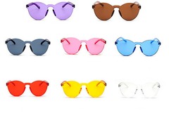 1 Pcs One Piece Round Heart Rimless Sunglasses Transparent Oversized Eyewear