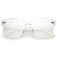 Women Glasses Rimless Keyhole Nose Bridge Mono Flat Lens Horn Rimmed Sunglasses