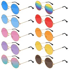 10 Pcs Hippie Sunglasses Round Vintage Glasses for Men Women Party Decor