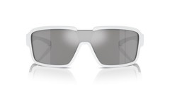 Man Sunglasses White Matte/Shiny Frame, Light Grey Mirror Silver Lenses, 0MM