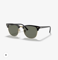 Ray-Ban Clubmaster Classic Sunglasses Black/Gold, G-15 Green, Polarized, 51mm