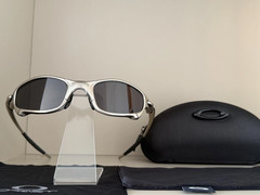 Oakley Juliet 1.0 X Metal Sunglasses Vintage Silver Frame Black Polarized Lens