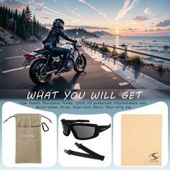 Powersport Sunglasses, Motorcycle Riding Safety Goggles, UV400 Anti-Fog, Dust…
