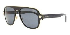 Versace Man Sunglasses, 0VE2199 100281 56mm Polarized Black Lenses Metal Frame