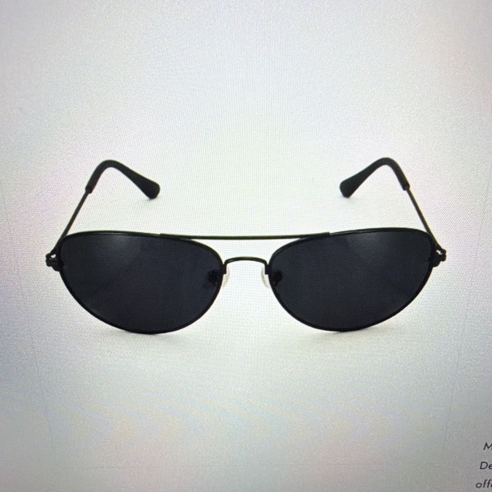 Men’s Aviator Sunglasses – Black Solid Metal Frame, Black Plastic Lenses
