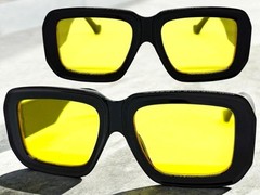 Men Classy Elegant Vintage Retro SUNGLASSES Thick Square Black Frame Yellow Lens