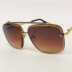 SUNGLASSES MEN DESIGNER RECTANGULAR STYLE GOLD FANCY FLAT TOP BAR MODERN 2023