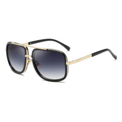 Men Fashion Sunglasses Oversized Square Gold Flat Top Frame Hip Hop Fancy Black