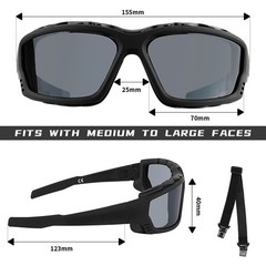 Powersport Sunglasses, Motorcycle Riding Safety Goggles, UV400 Anti-Fog, Dust…