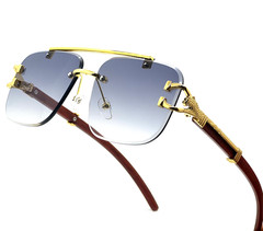 Mens Sunglasses Hip Hop Quavo Migos Rimless Gold SQUARE Frame Diamond Cut Lens