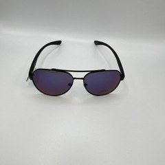 Men’s Aviator Sunglasses Black Metal Frame Purple Mirrored Tinted Plastic Lenses